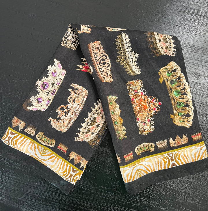 D-705LTT FOREVER CROWNED LINEN TEA TOWEL- STATEMENT PIECE FOR THE HOME