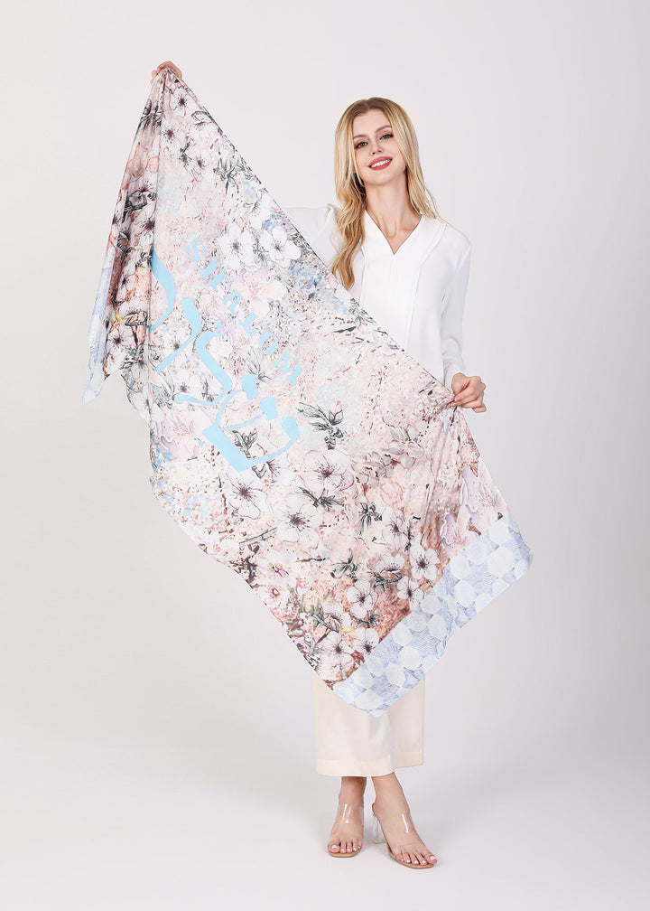 D-401S PURE SILK SHALOM WITH STAR OF DAVID BORDER