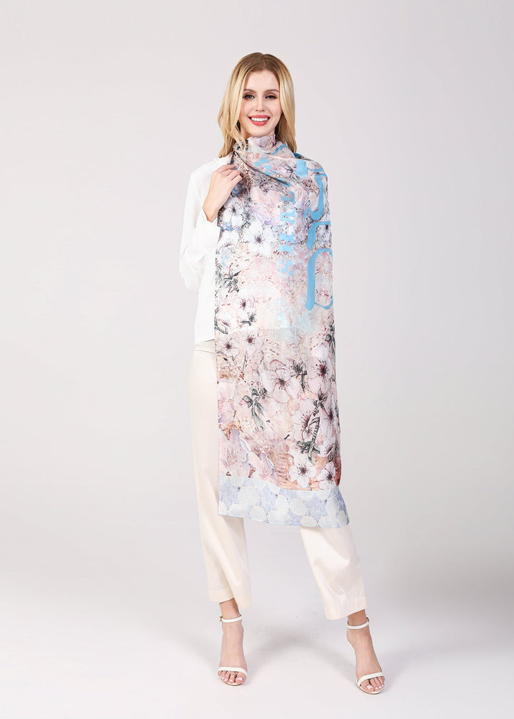 D-401S PURE SILK SHALOM WITH STAR OF DAVID BORDER