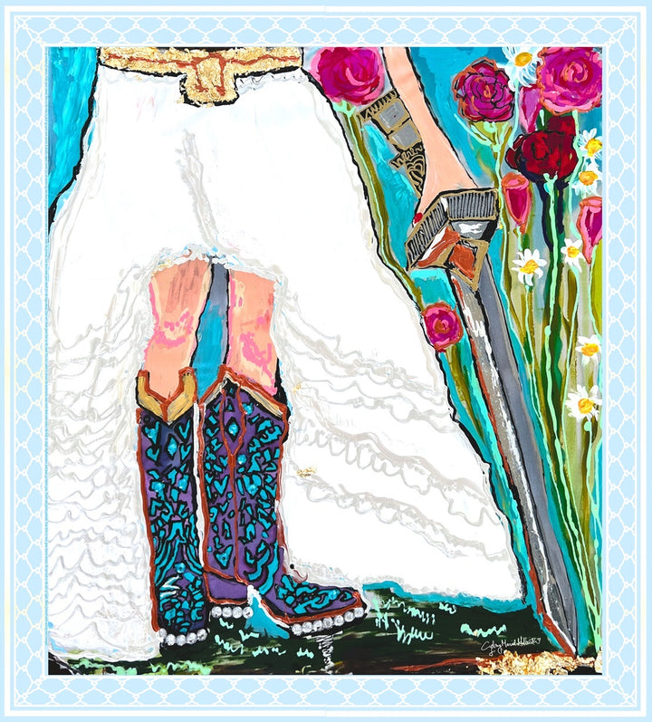 D-565 THE DEBORAH SCARF- NEW SWORD AND DIAMONDS ON THE SOLES OF HER SHOES