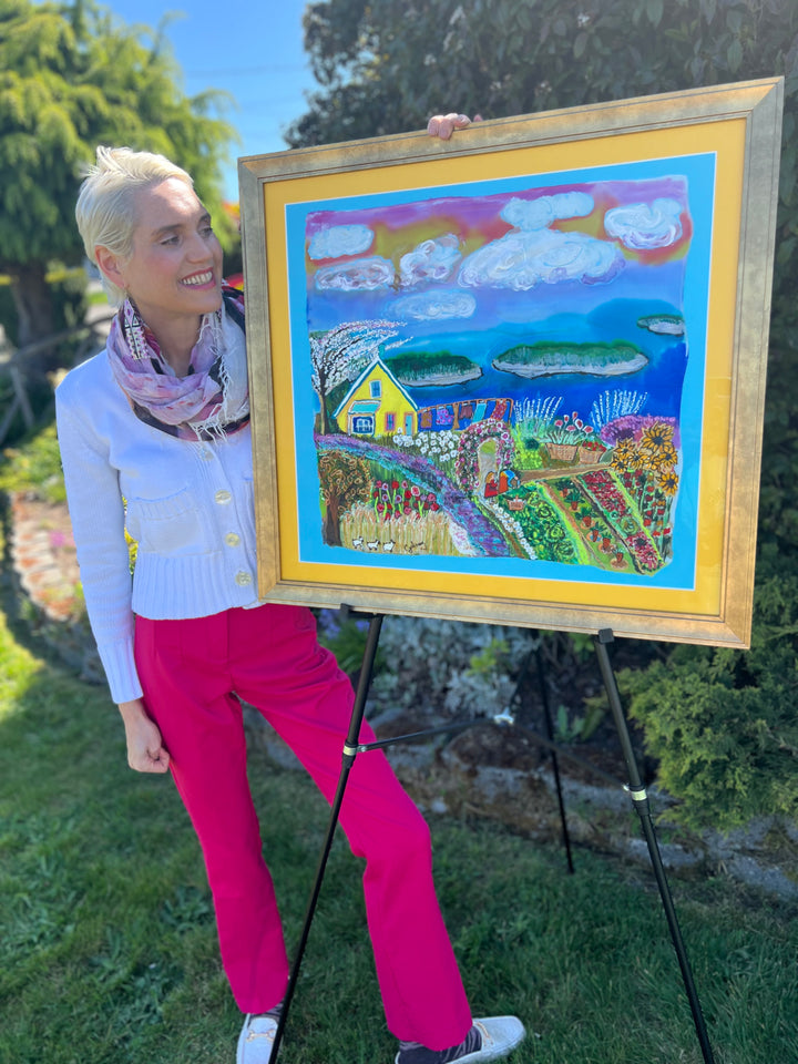 LIVING ON THE OVERFLOW ORIGINAL SILK PAINTING