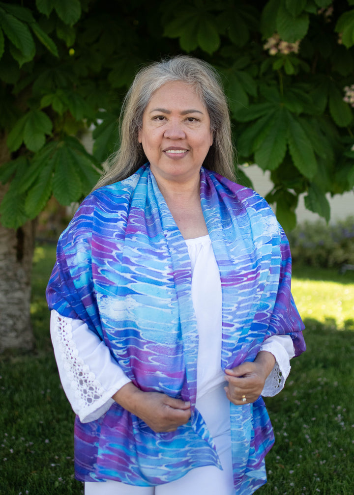 D-2025S PSALM 91 ANGELS ON ASSIGNMENT PURE SILK OBLONG SCARF
