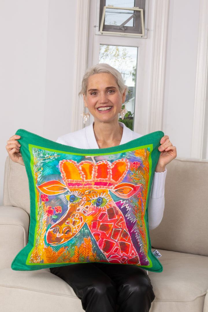 D-531 CROWNED WITH AN EVERLASTING JOY - Large Luxury Organic Linen Sham, 22" x 22"