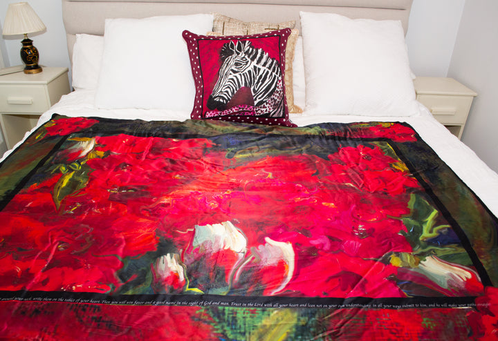 D-184 HEALING STRIPES - RED ZEBRA - Large Luxury Organic Linen Sham, 22" x 22"