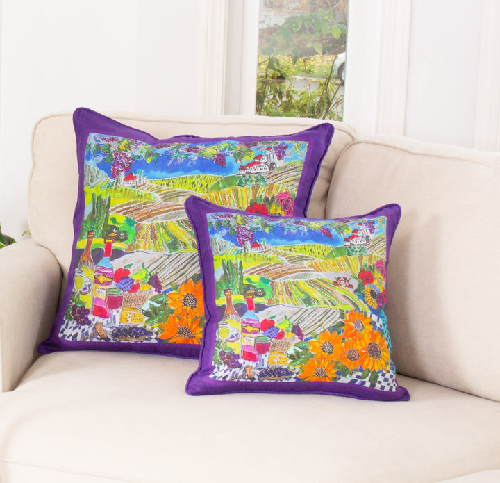 D-387C MY FATHER'S VINYARD - Large Luxury Organic Linen Sham, 22" x 22"