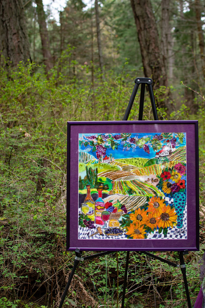 MY FATHERS VINEYARD- NEW WINE ORIGINAL SILK PAINTING BY CYDNEY