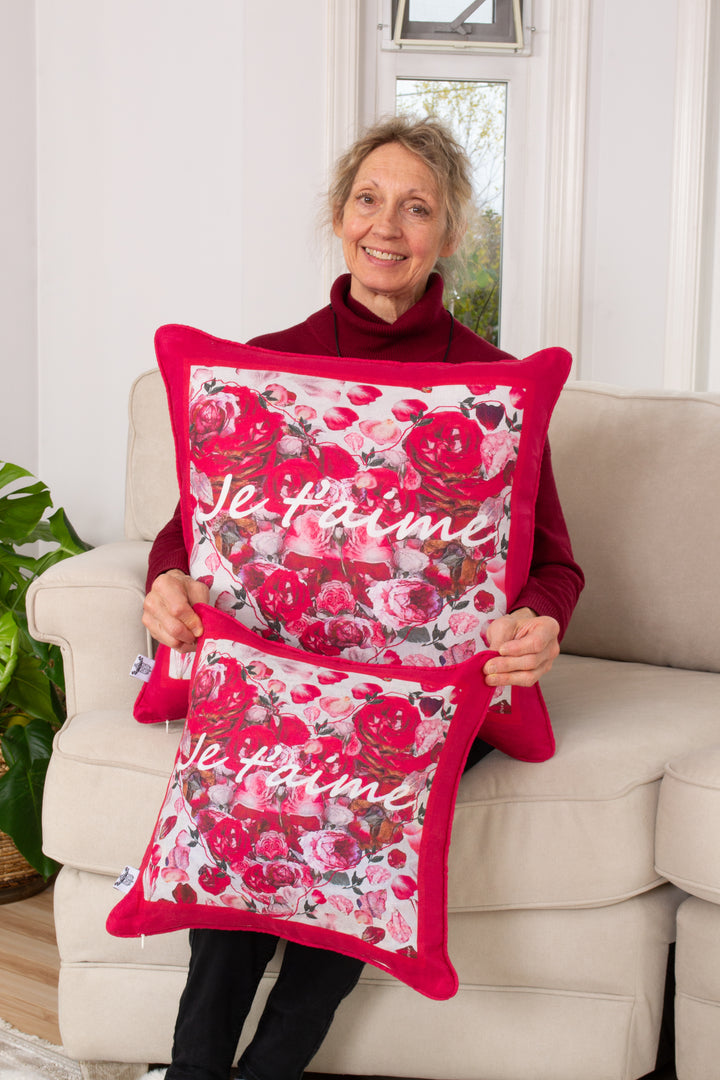 D-198 JE T'AIME - Large Luxury Organic Linen Sham, 22" x 22"