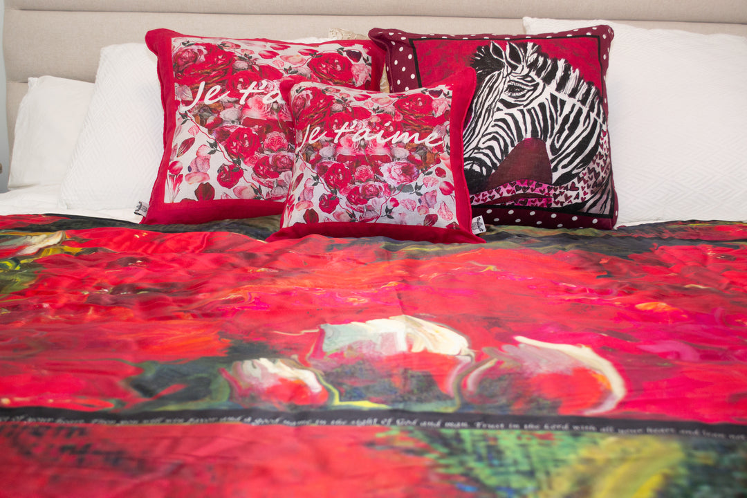 D-198 JE T'AIME - Large Luxury Organic Linen Sham, 22" x 22"