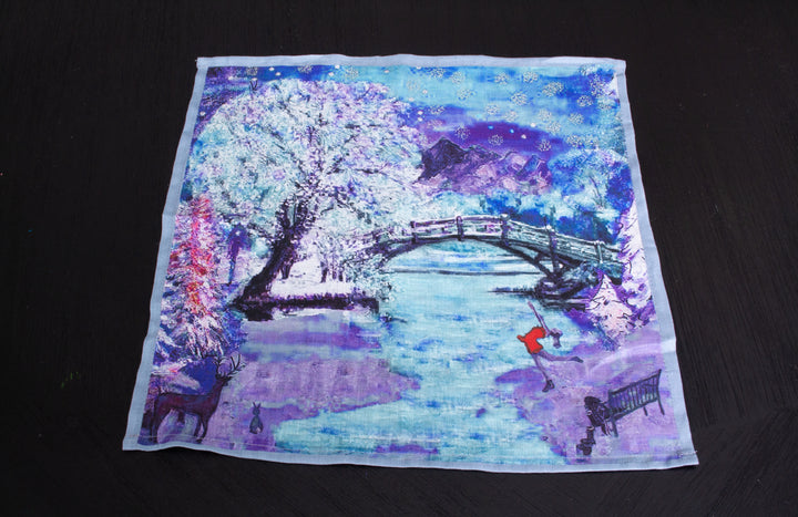 D-187 WINTER WONDERLAND - Organic Linen Napkin 16" x 16"