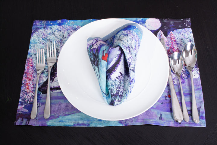 D-187 WINTER WONDERLAND - Organic Linen Napkin 16" x 16"