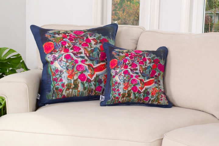 D-112B LOVE'S EYE IS ON THE SPARROW - HUMMINGBIRD - Large Luxury Organic Linen Sham, 22" x 22"