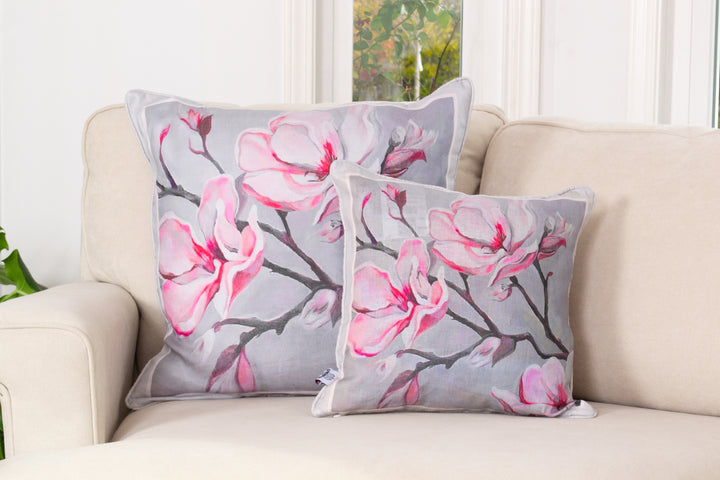 D-170 MAGNOLIA BLOOM- Large Luxury Organic Linen Sham, 22" x 22"