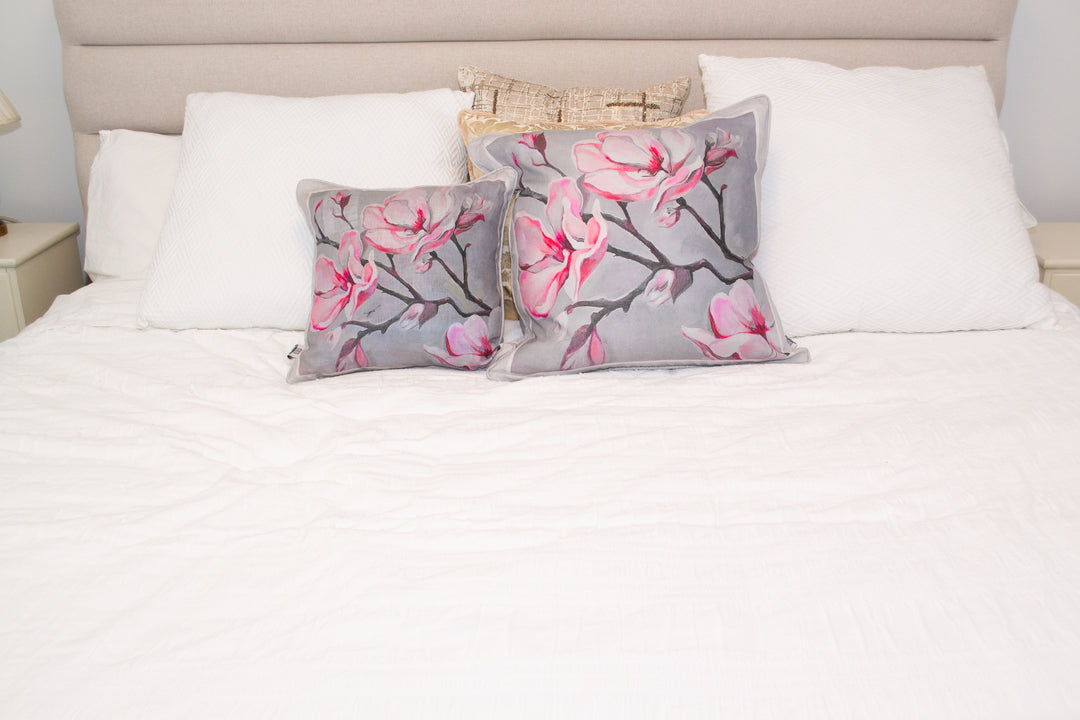 D-170 MAGNOLIA BLOOM- Large Luxury Organic Linen Sham, 22" x 22"