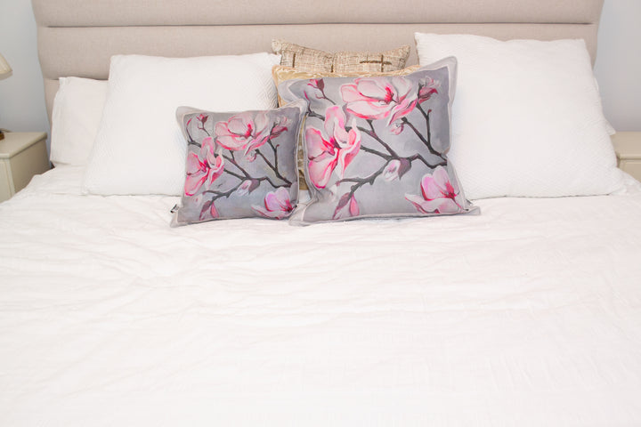 D-170 MAGNOLIA BLOOM- Large Luxury Organic Linen Sham, 22" x 22"