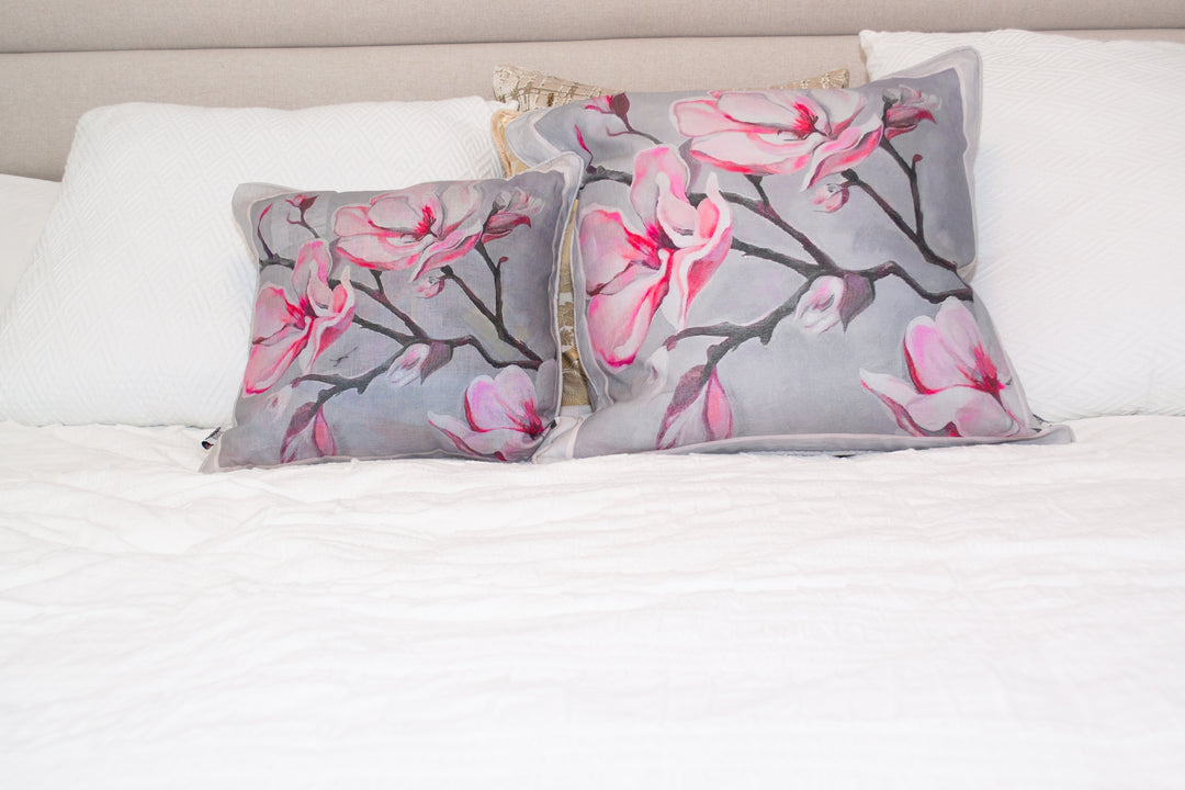 D-170 MAGNOLIA BLOOM- Large Luxury Organic Linen Sham, 22" x 22"