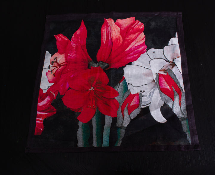 D-192 AMARYLLIS BLOOM - Organic Linen Napkin 16" x 16"