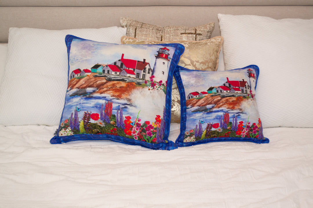 D-221 LIGHTHOUSE NATION - Large Luxury Organic Linen Sham, 22"x 22"