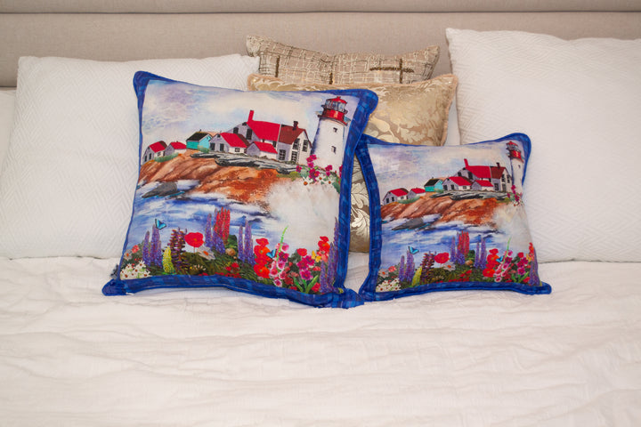 D-221 LIGHTHOUSE NATION - Large Luxury Organic Linen Sham, 22"x 22"