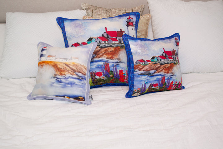 D-221 LIGHTHOUSE NATION - Large Luxury Organic Linen Sham, 22"x 22"