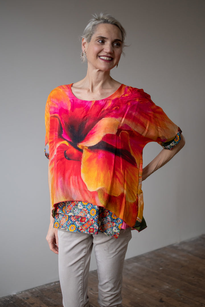 VIVACIOUS ROSE OF SHARON SILK FLOW TOP