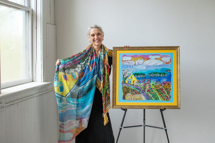 LIVING ON THE OVERFLOW ORIGINAL SILK PAINTING