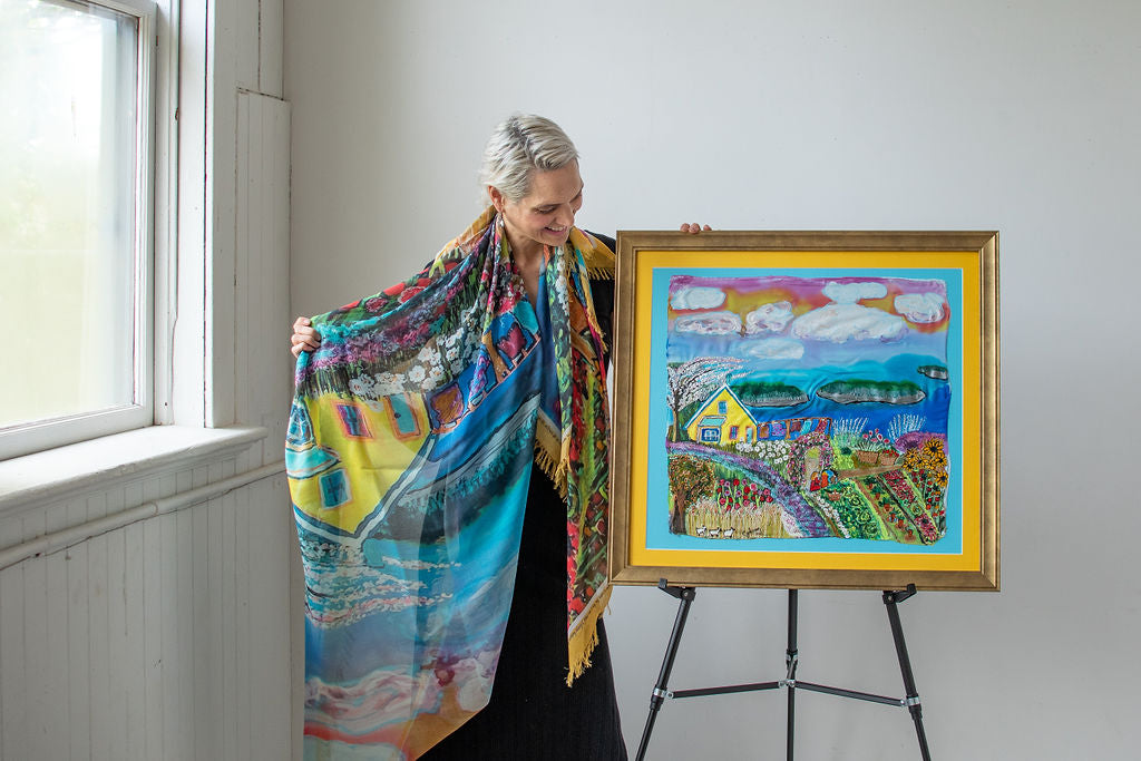LIVING ON THE OVERFLOW ORIGINAL SILK PAINTING