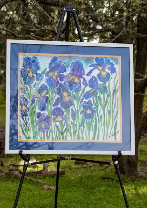 THE QUEBEC BLUE FLAG IRIS- THE ROYAL PRIESTHOOD  ORIGINAL SILK PAINTING BY CYDNEY