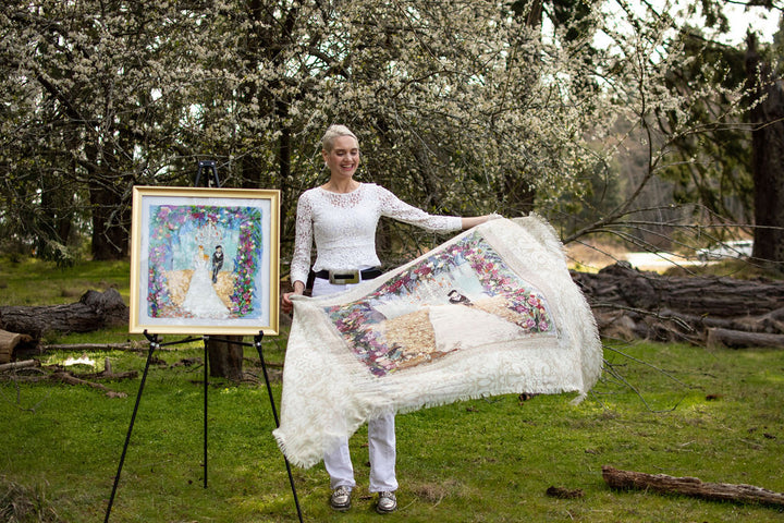 NEW NAME : THE RADIANT BRIDE ORIGINAL SILK PAINTING BY CYDNEY