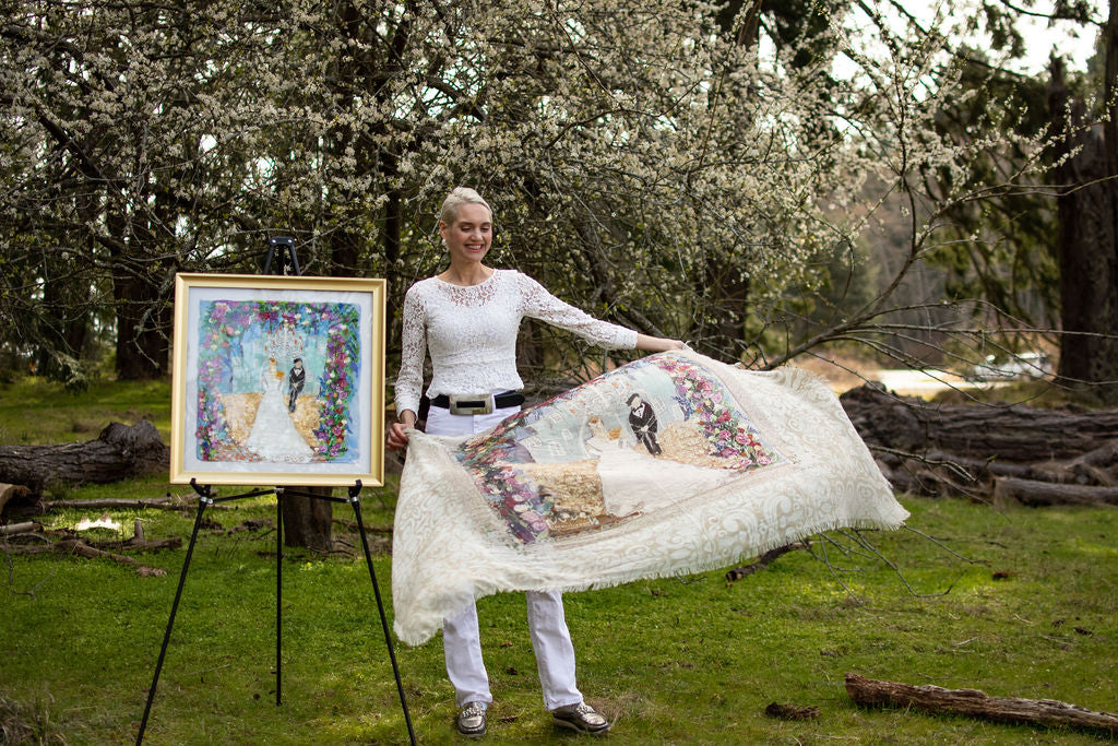 NEW NAME : THE RADIANT BRIDE ORIGINAL SILK PAINTING BY CYDNEY