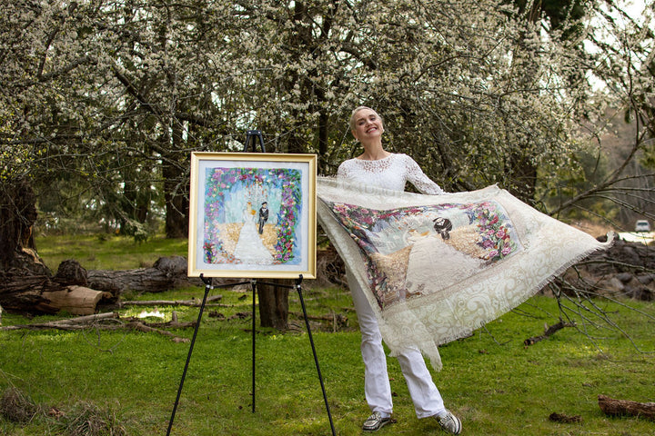 NEW NAME : THE RADIANT BRIDE ORIGINAL SILK PAINTING BY CYDNEY