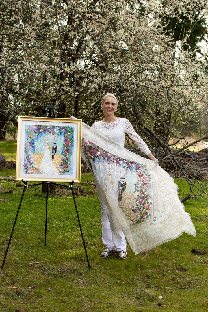NEW NAME : THE RADIANT BRIDE ORIGINAL SILK PAINTING BY CYDNEY
