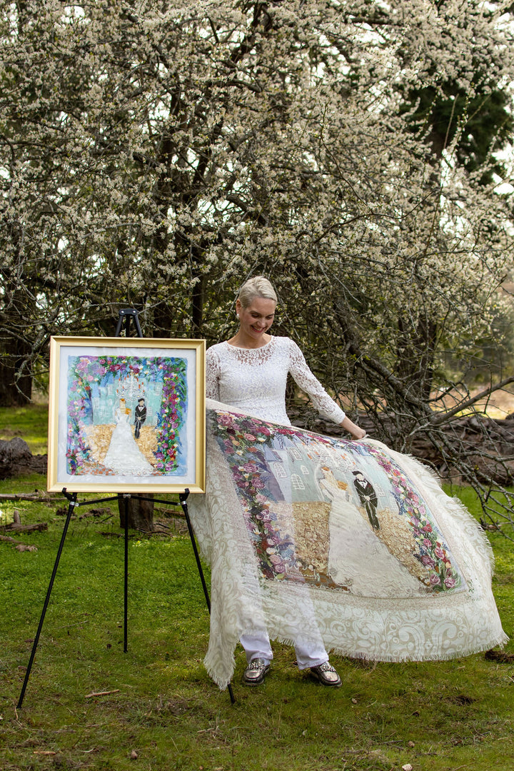 NEW NAME : THE RADIANT BRIDE ORIGINAL SILK PAINTING BY CYDNEY