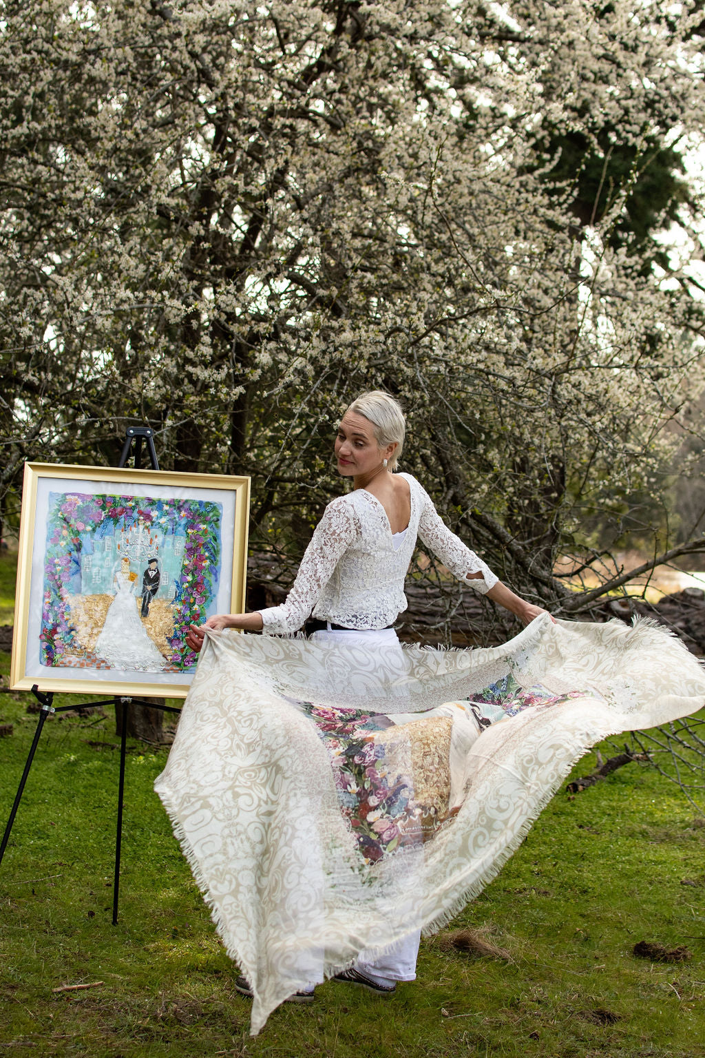 NEW NAME : THE RADIANT BRIDE ORIGINAL SILK PAINTING BY CYDNEY