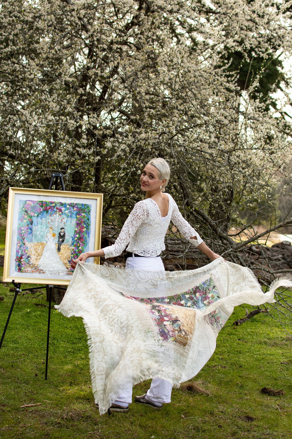NEW NAME : THE RADIANT BRIDE ORIGINAL SILK PAINTING BY CYDNEY