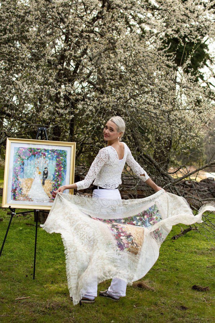 NEW NAME : THE RADIANT BRIDE ORIGINAL SILK PAINTING BY CYDNEY