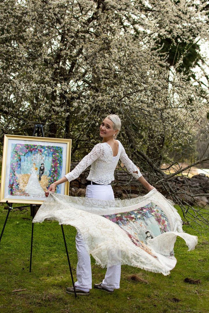 NEW NAME : THE RADIANT BRIDE ORIGINAL SILK PAINTING BY CYDNEY