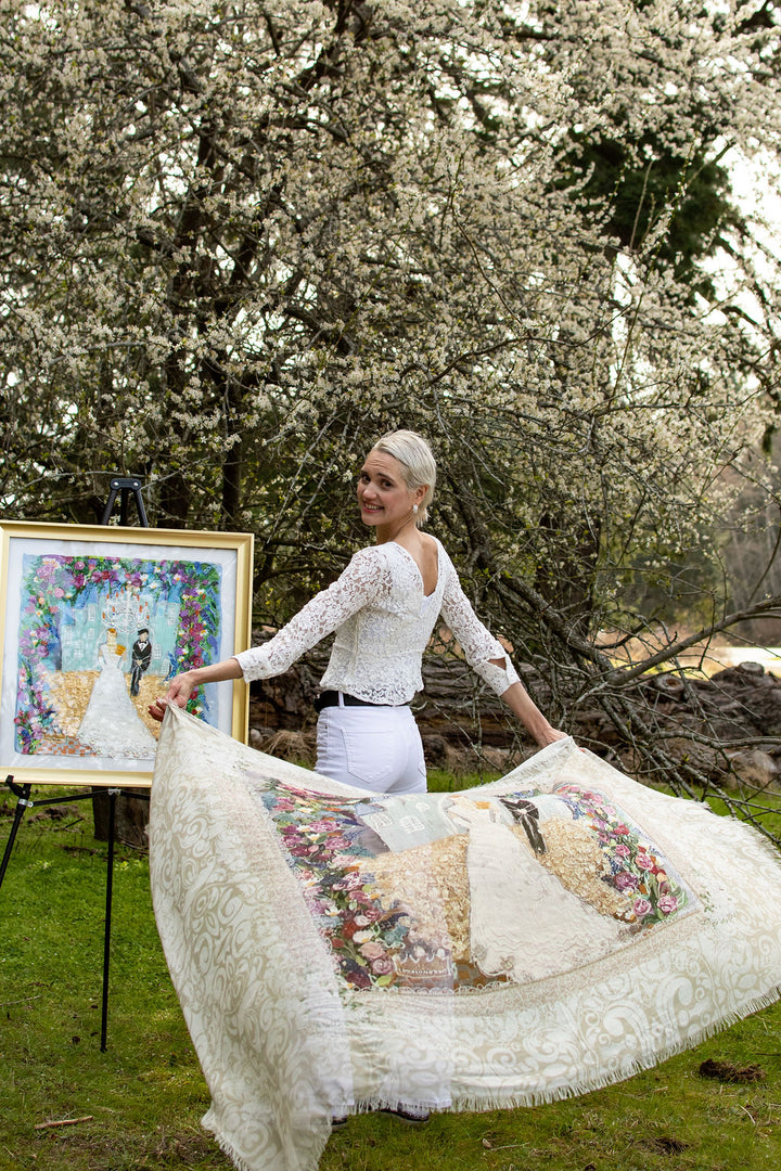 NEW NAME : THE RADIANT BRIDE ORIGINAL SILK PAINTING BY CYDNEY
