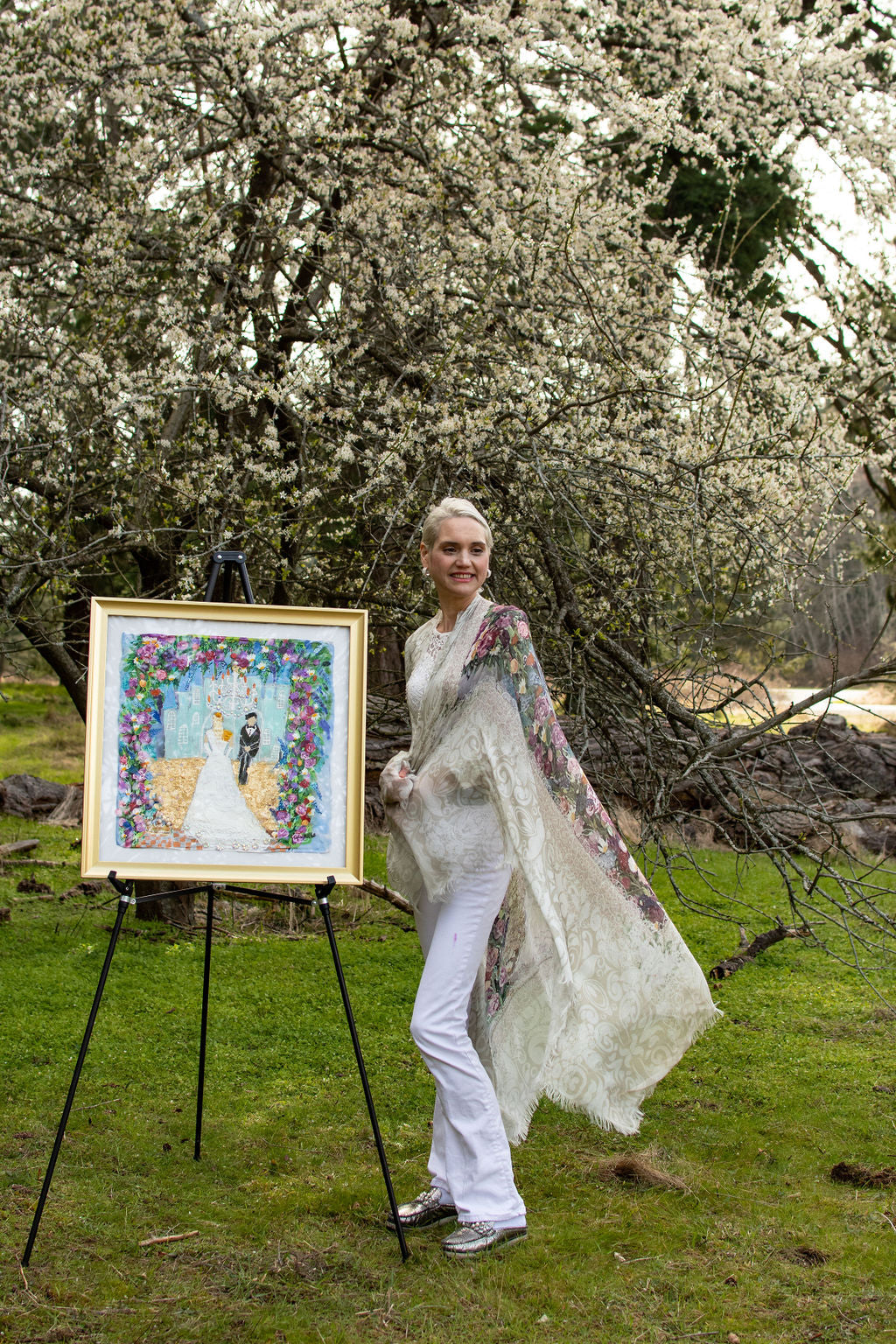 NEW NAME : THE RADIANT BRIDE ORIGINAL SILK PAINTING BY CYDNEY