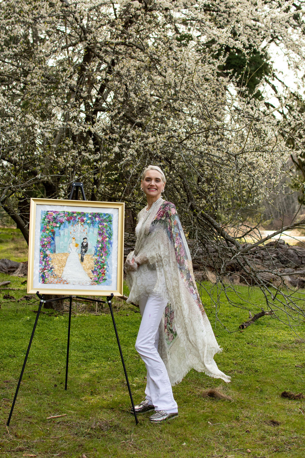NEW NAME : THE RADIANT BRIDE ORIGINAL SILK PAINTING BY CYDNEY