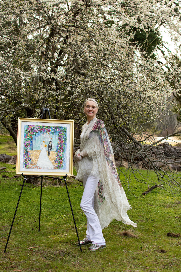 NEW NAME : THE RADIANT BRIDE ORIGINAL SILK PAINTING BY CYDNEY