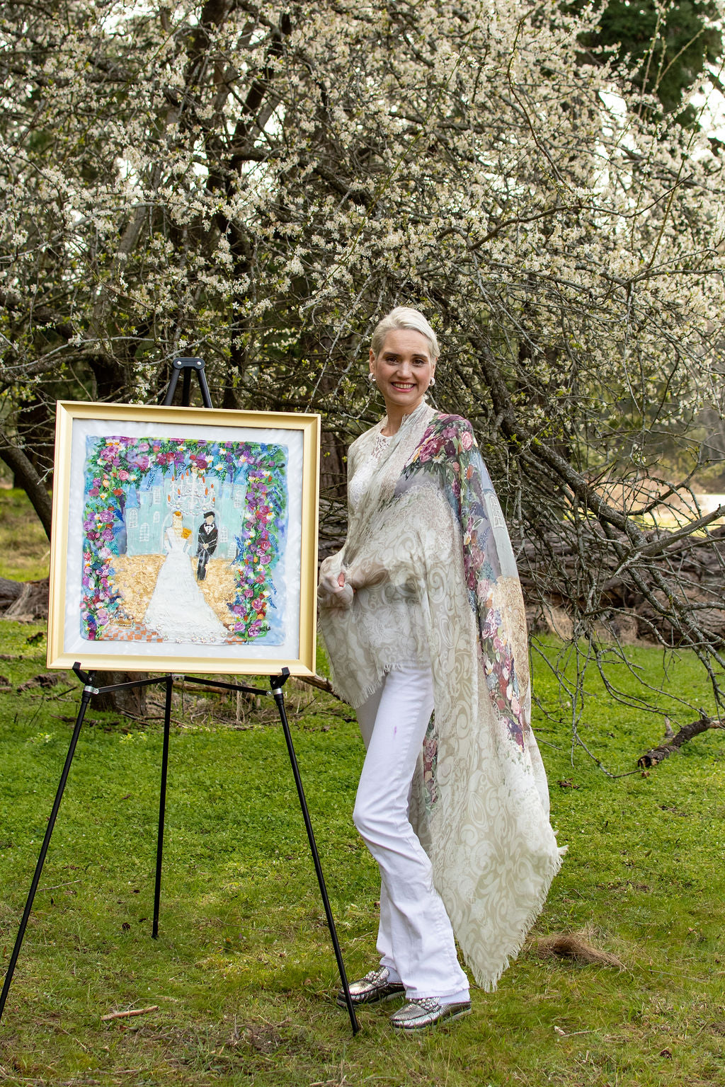 NEW NAME : THE RADIANT BRIDE ORIGINAL SILK PAINTING BY CYDNEY