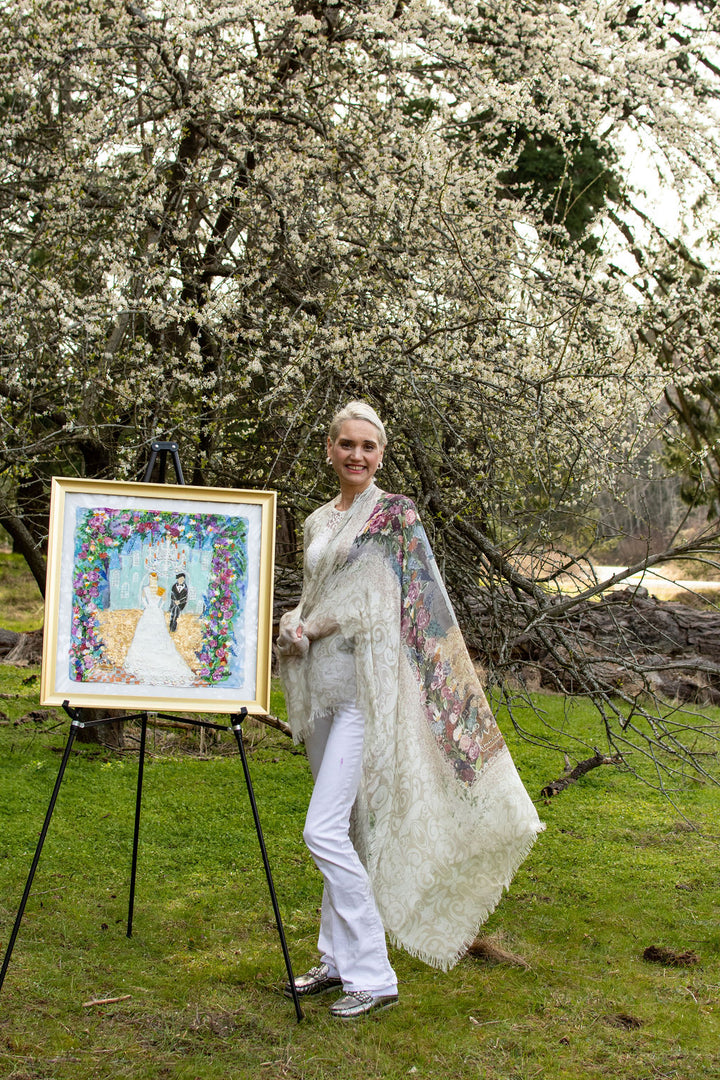 NEW NAME : THE RADIANT BRIDE ORIGINAL SILK PAINTING BY CYDNEY