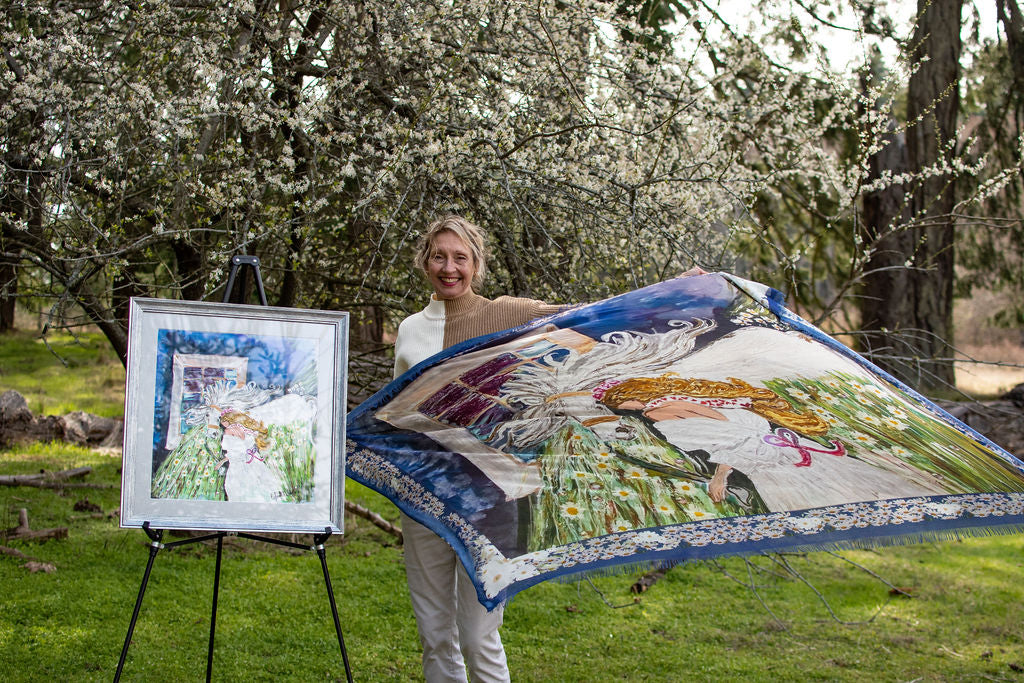 DRAW NEAR  ORIGINAL SILK PAINTING BY CYDNEY