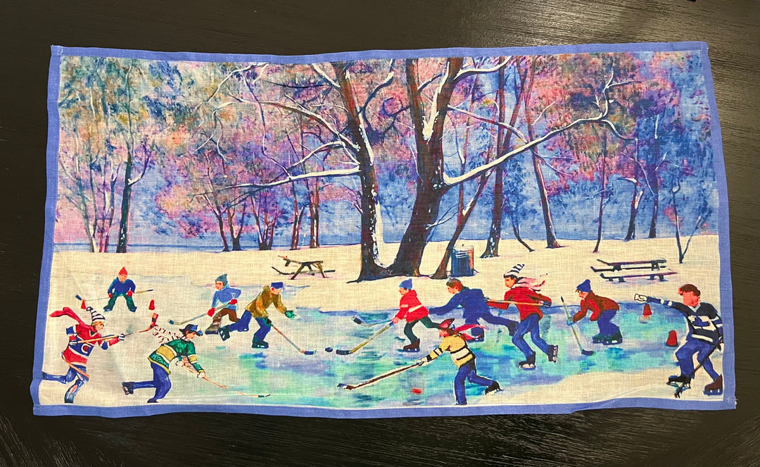 D-599LTT HOCKEY IN CANADA ORGANIC LINEN TEA TOWEL