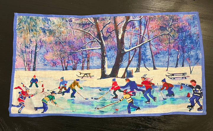 D-599LTT HOCKEY IN CANADA ORGANIC LINEN TEA TOWEL