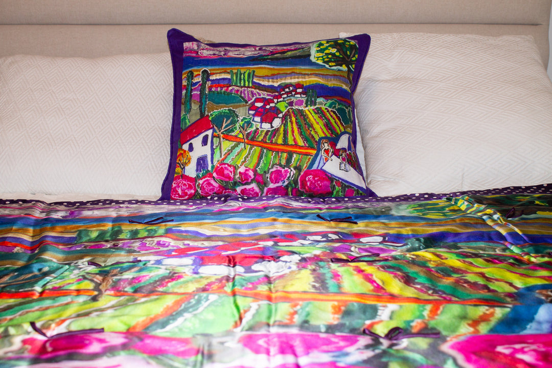 D-471 LIFE AND ABUNDANCE -  Large Luxury Organic Linen Sham, 22" x 22"