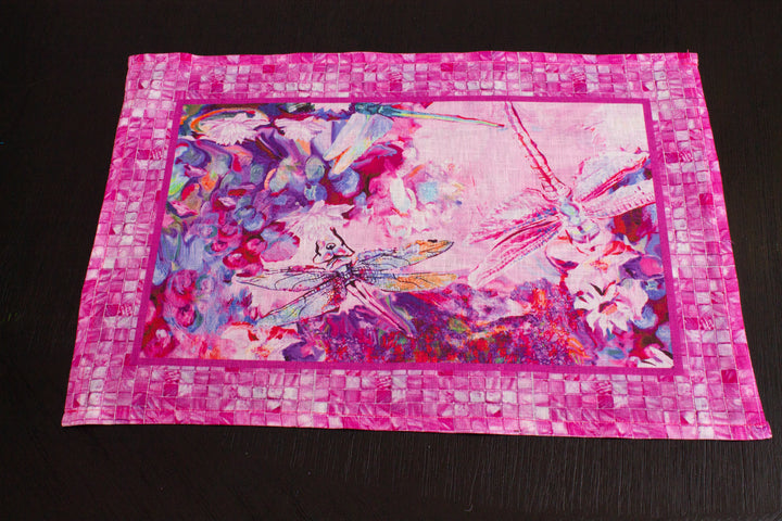 D-587 BE HEALED - PINK DRAGONFLY - Placemat 12" x 18"