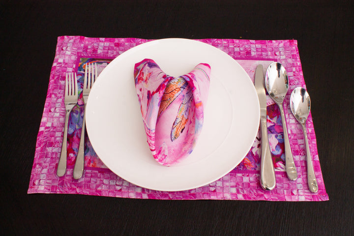 D-587 BE HEALED - PINK DRAGONFLY - Placemat 12" x 18"
