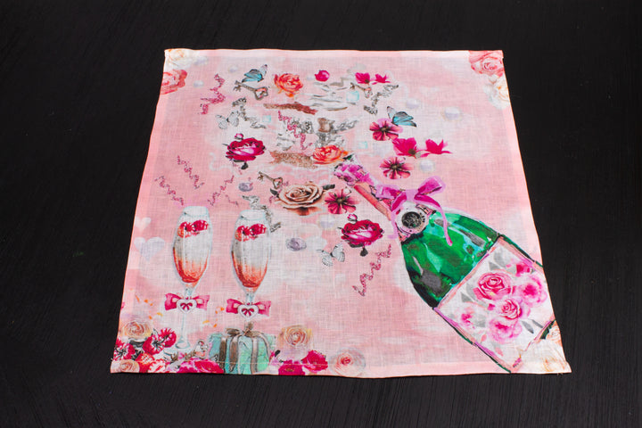 D-356 BUBBLES OF JOY - Organic Linen Napkin 16" x 16"