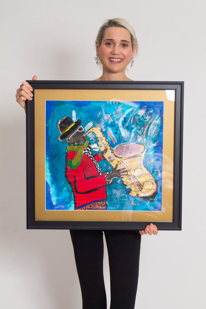 JAZZ IS A LIFESTYLE ORIGINAL SILK PAINTING BY CYDNEY